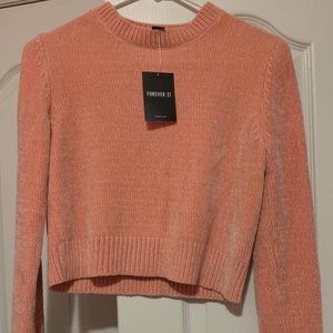 Soft Comfy Peach Chenille Cropped Sweater